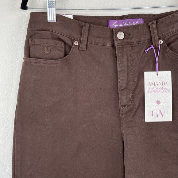 Gloria Vanderbilt Amanda Classic Coffee Roast Brown Slimming Stretch Jean 8 NWT - Picture 9 of 16